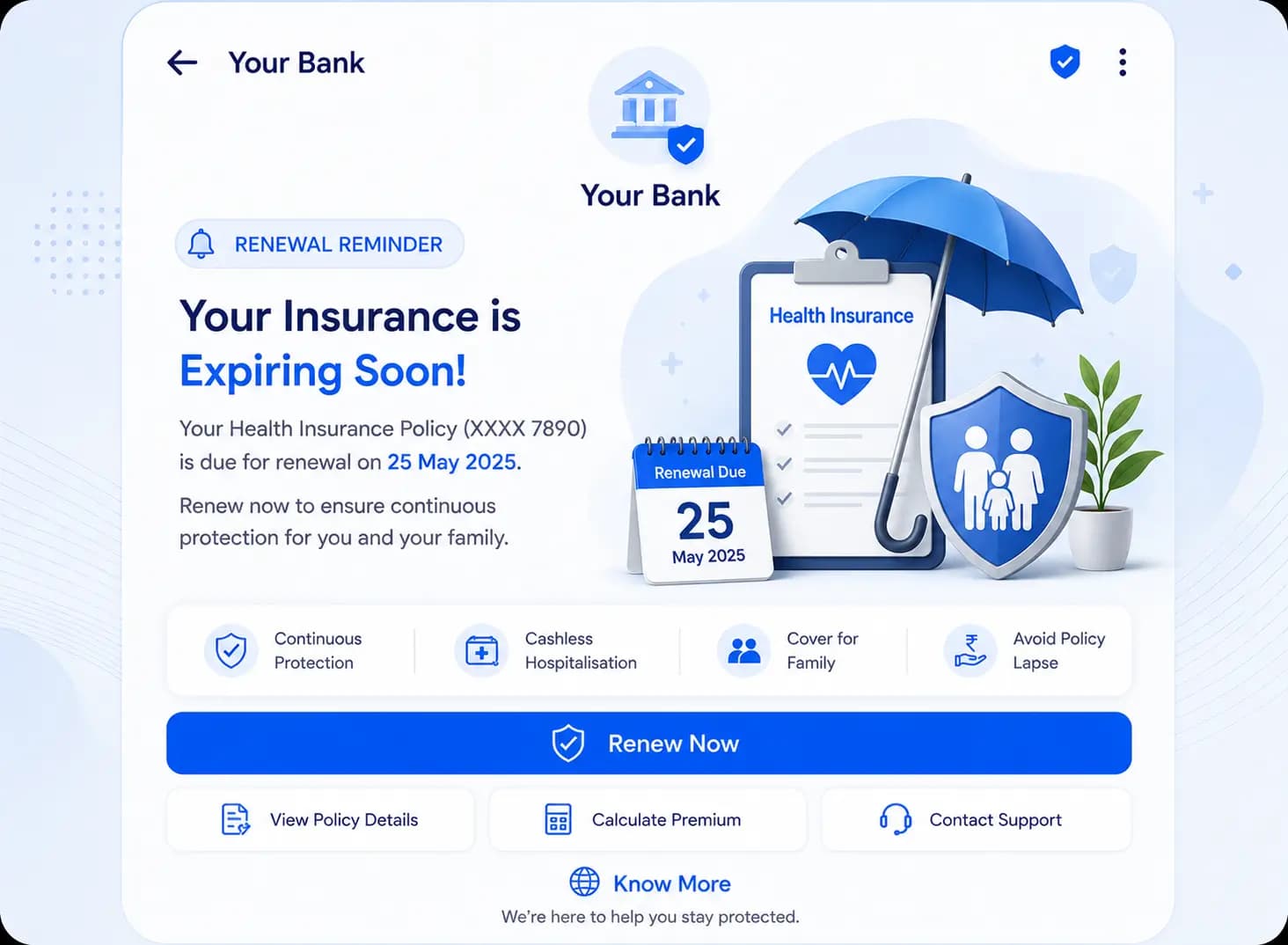RCS banking use case: Insurance Renewal Reminder