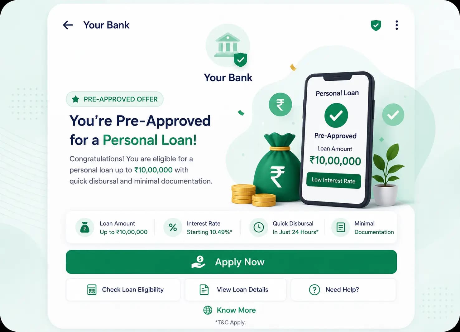 RCS banking use case: Personal Loan Pre-Approval Alert