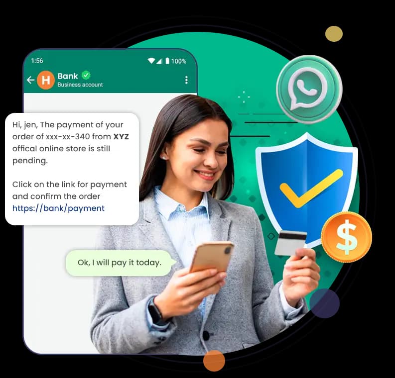 WhatsApp API Banking dashboard- EMI reminders, loan disbursements, OTP delivery, KYC collection, and fraud alerts