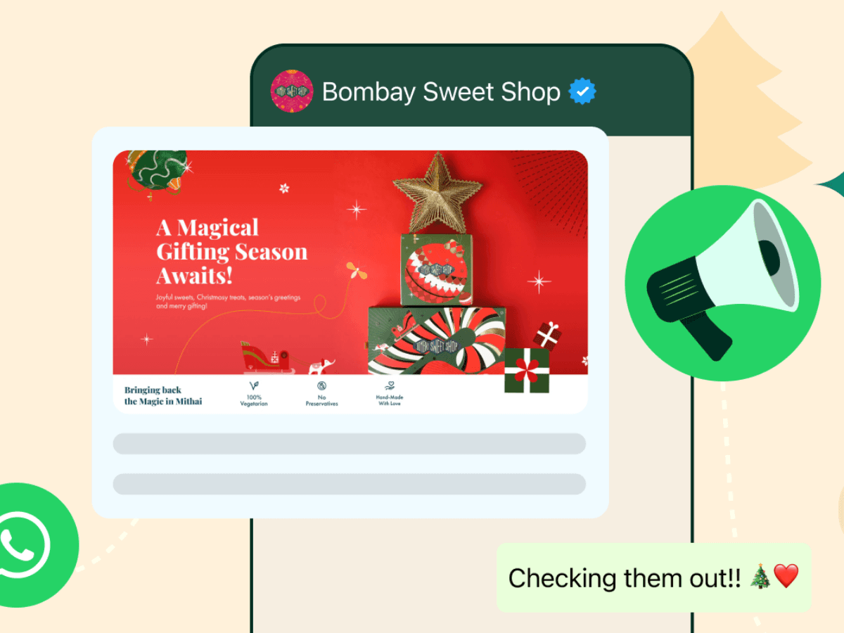WhatsApp retail festive campaign preview- product carousel with Diwali offers, discount percentages, and Shop Now button