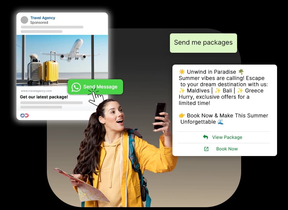 WhatsApp API Travel dashboard- booking confirmations, itinerary delivery, visa collection, and in-trip support